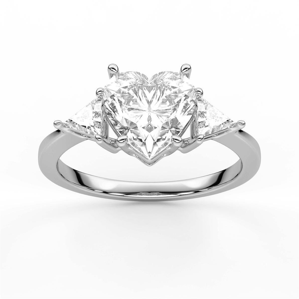 Round Cut Three Stone with side Tringle Diamond Engagement Ring
