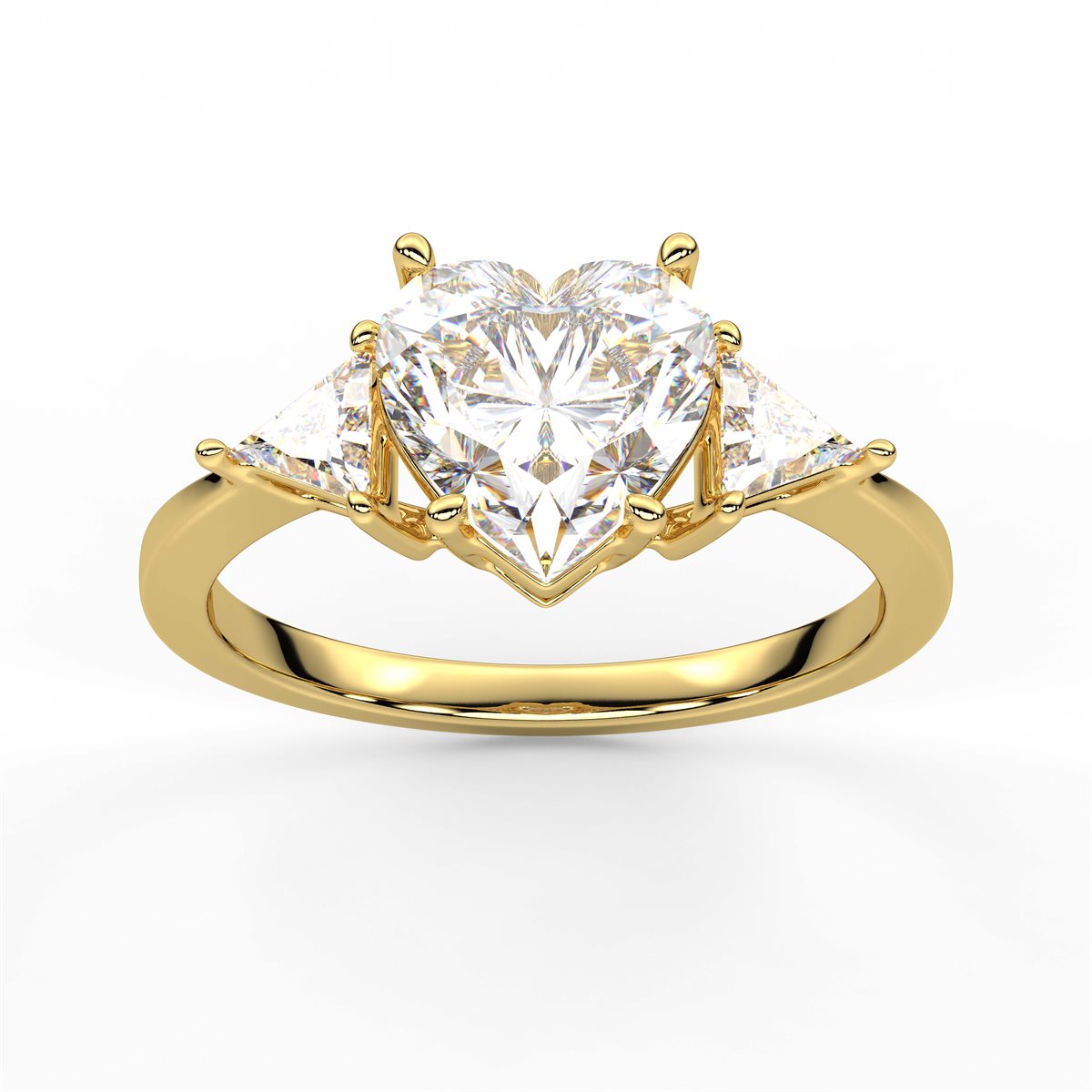 Round Cut Three Stone with side Tringle Diamond Engagement Ring