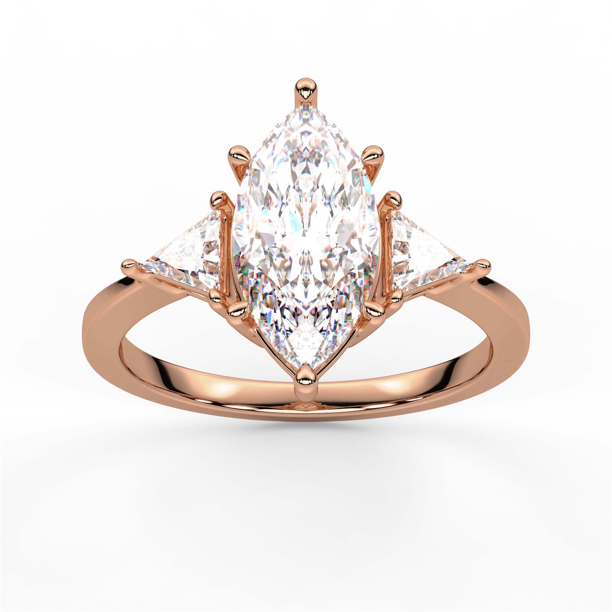 Round Cut Three Stone with side Tringle Diamond Engagement Ring
