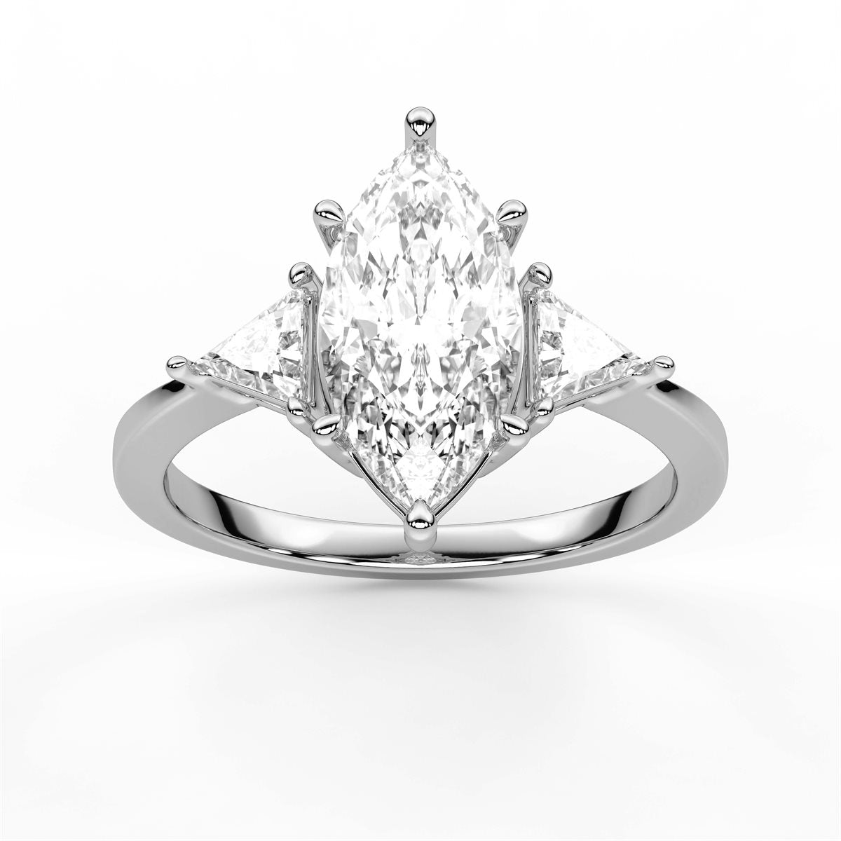 Round Cut Three Stone with side Tringle Diamond Engagement Ring