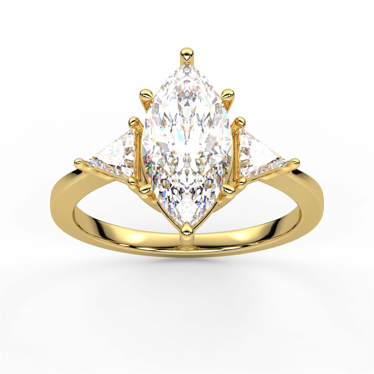 Round Cut Three Stone with side Tringle Diamond Engagement Ring