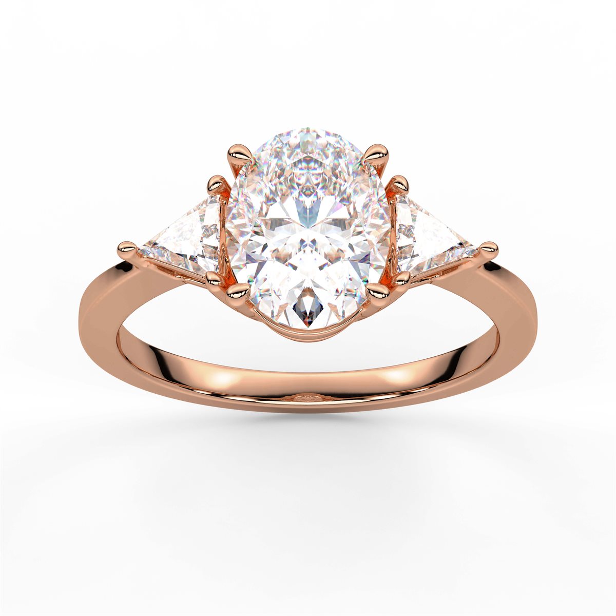 Round Cut Three Stone with side Tringle Diamond Engagement Ring