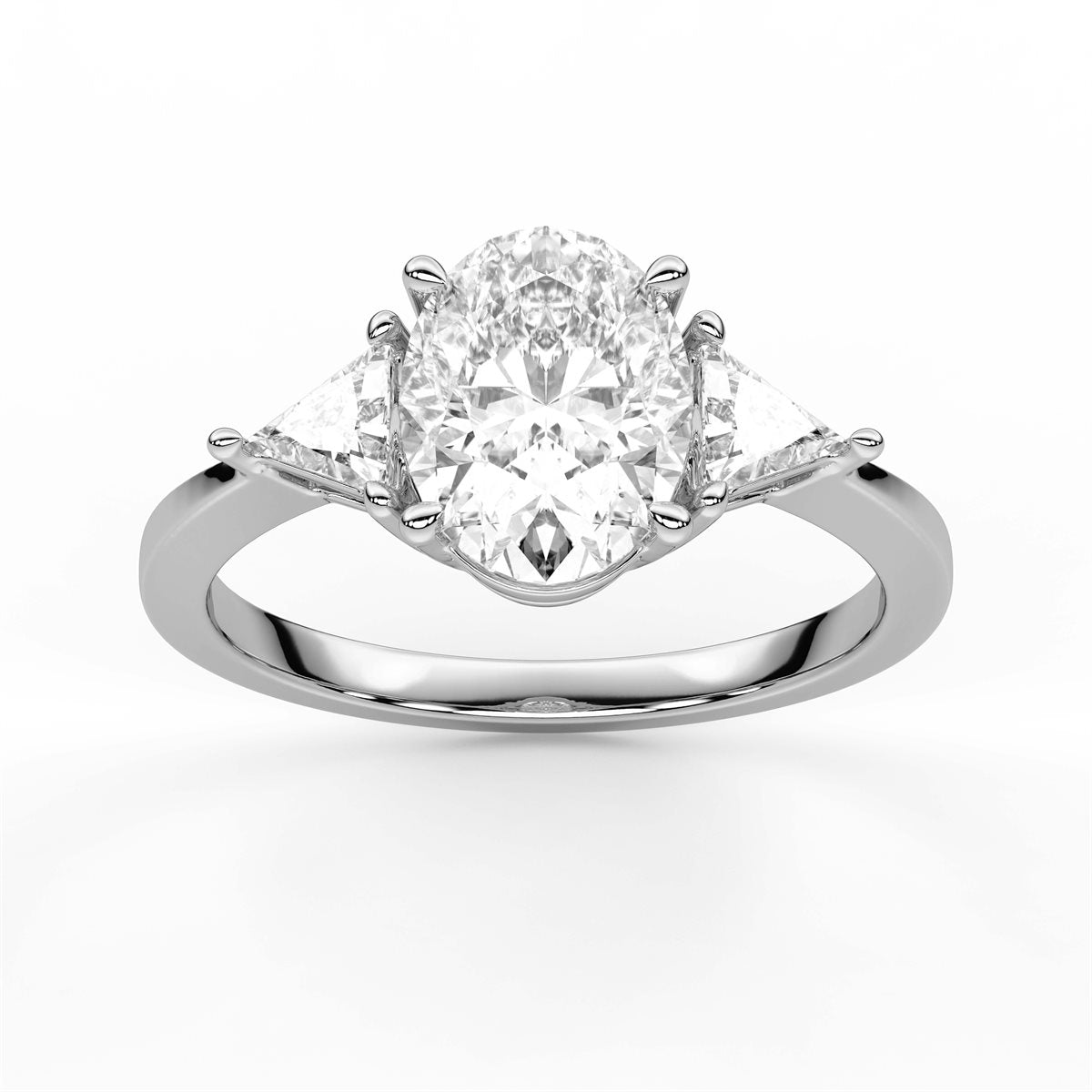 Round Cut Three Stone with side Tringle Diamond Engagement Ring