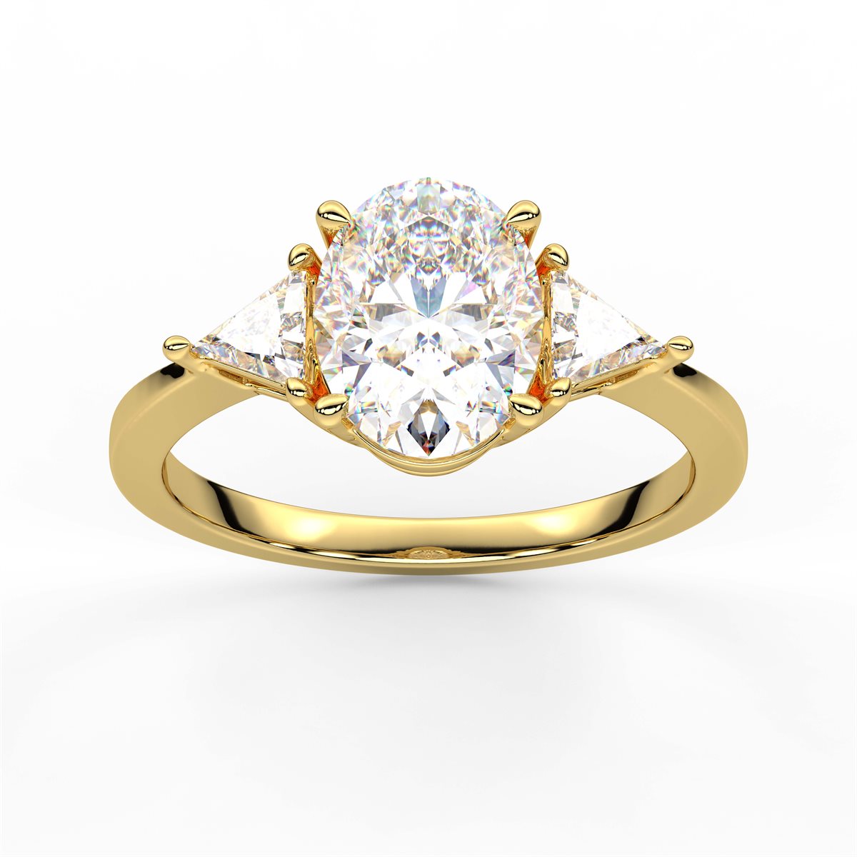 Round Cut Three Stone with side Tringle Diamond Engagement Ring