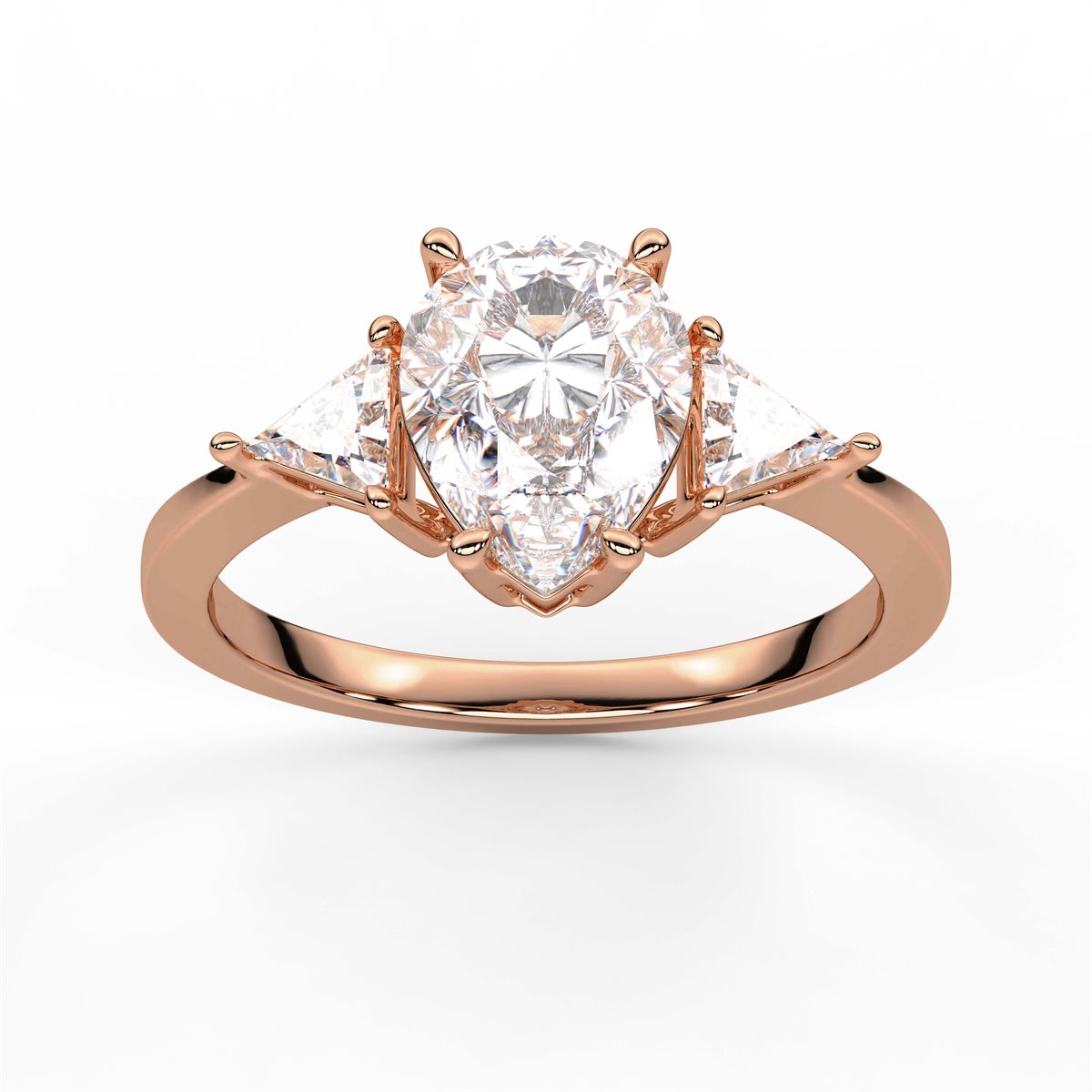 Round Cut Three Stone with side Tringle Diamond Engagement Ring