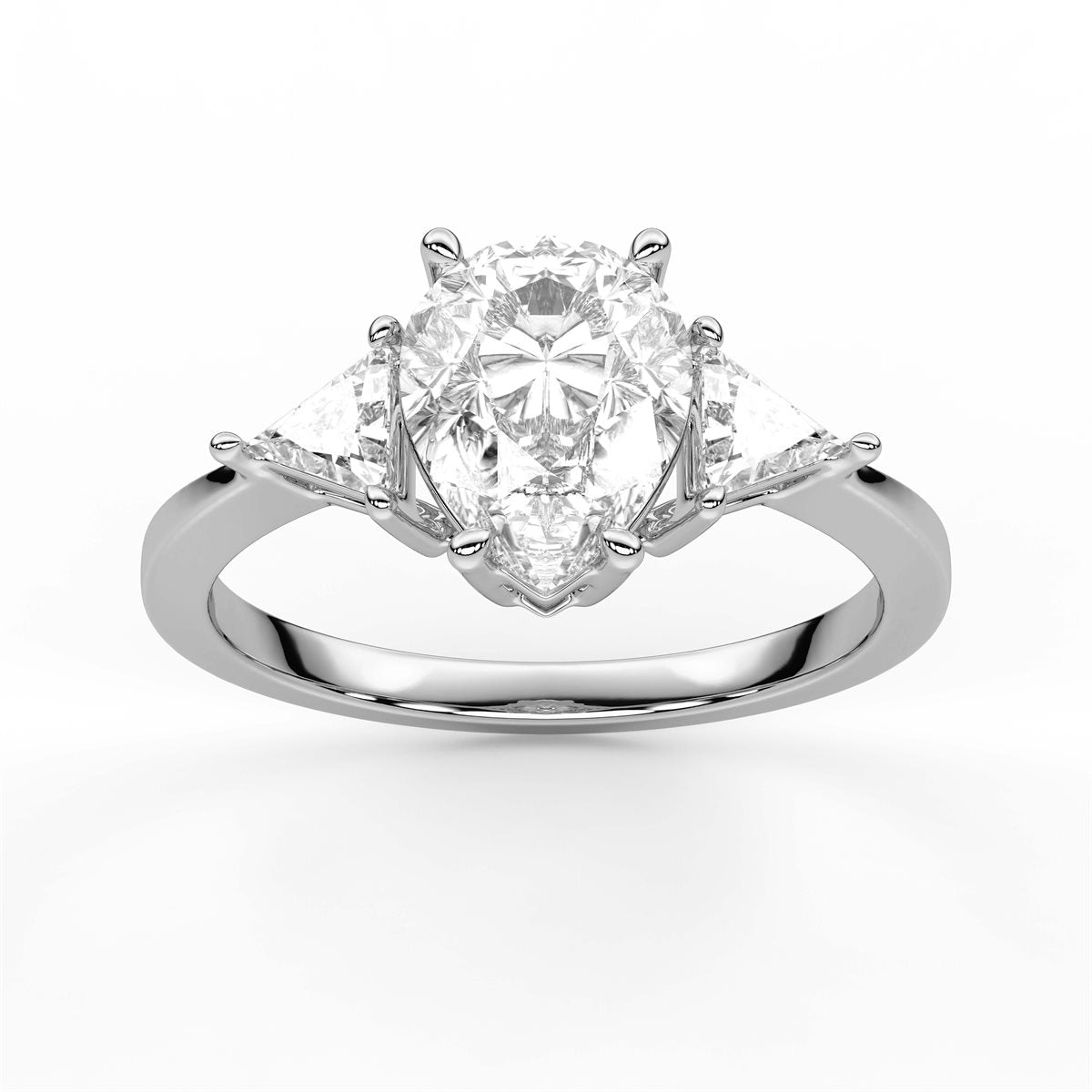 Round Cut Three Stone with side Tringle Diamond Engagement Ring