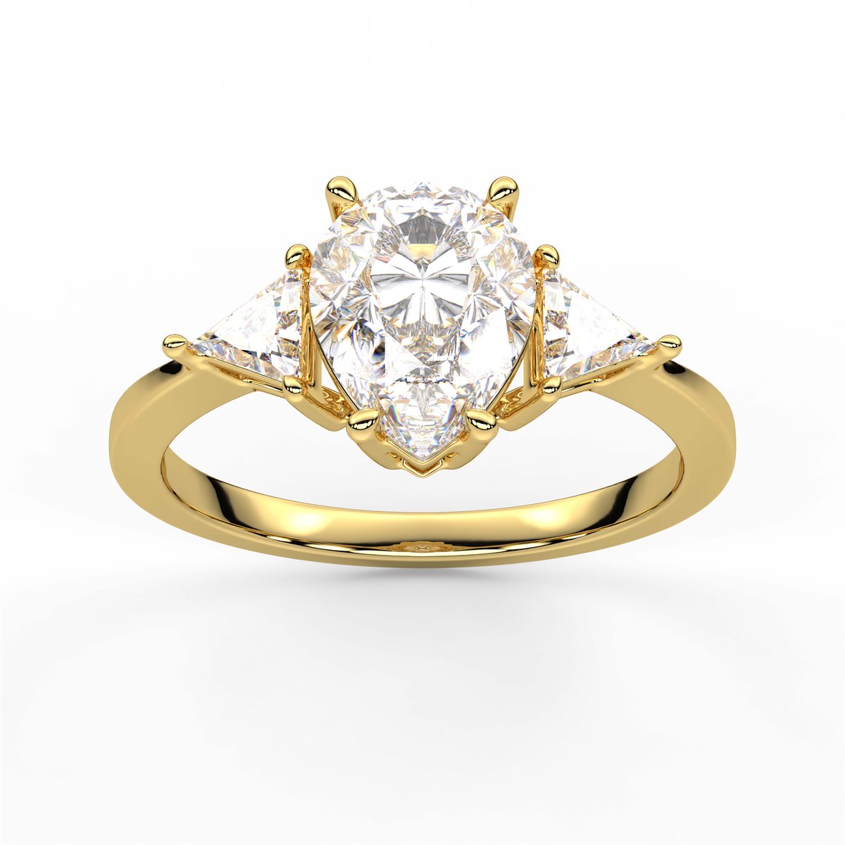 Round Cut Three Stone with side Tringle Diamond Engagement Ring