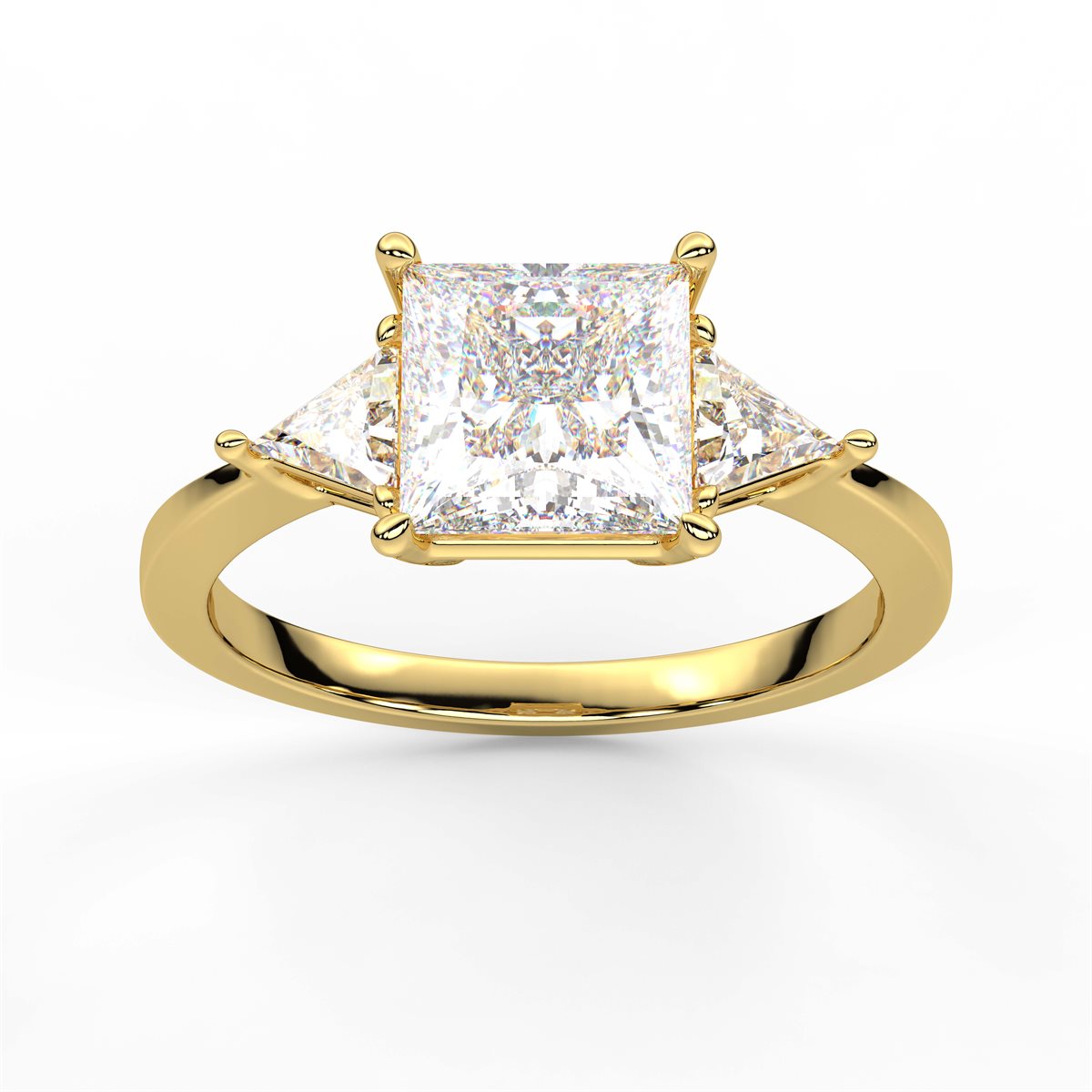Round Cut Three Stone with side Tringle Diamond Engagement Ring
