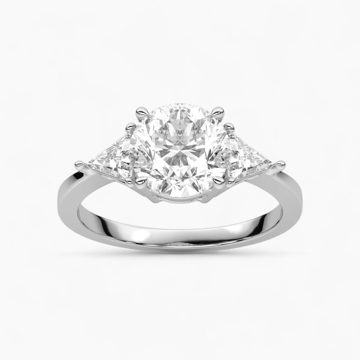 Round Cut Three Stone with side Tringle Diamond Engagement Ring