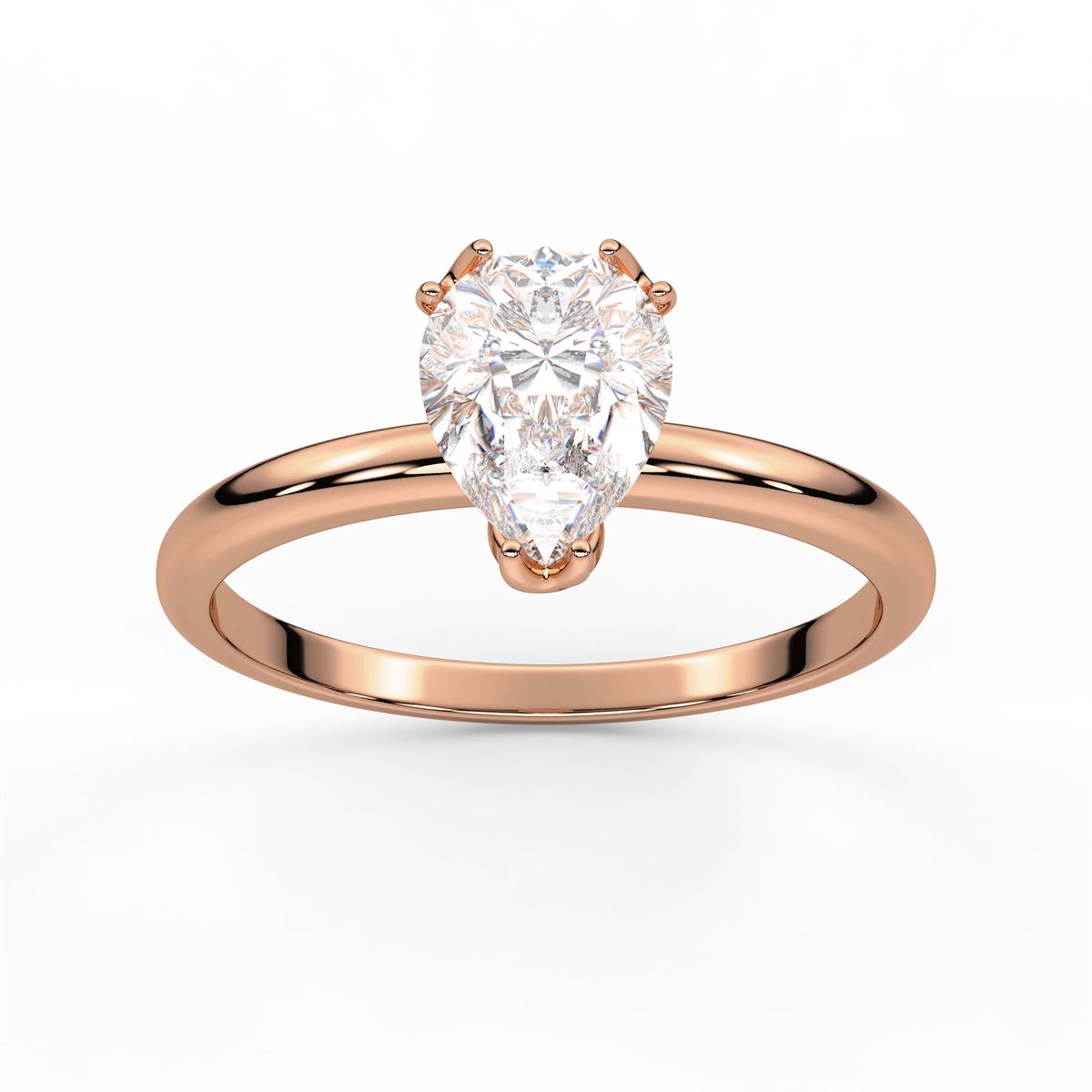 Round Cut Four Prong Petite Solitaire Diamond Engagement Ring