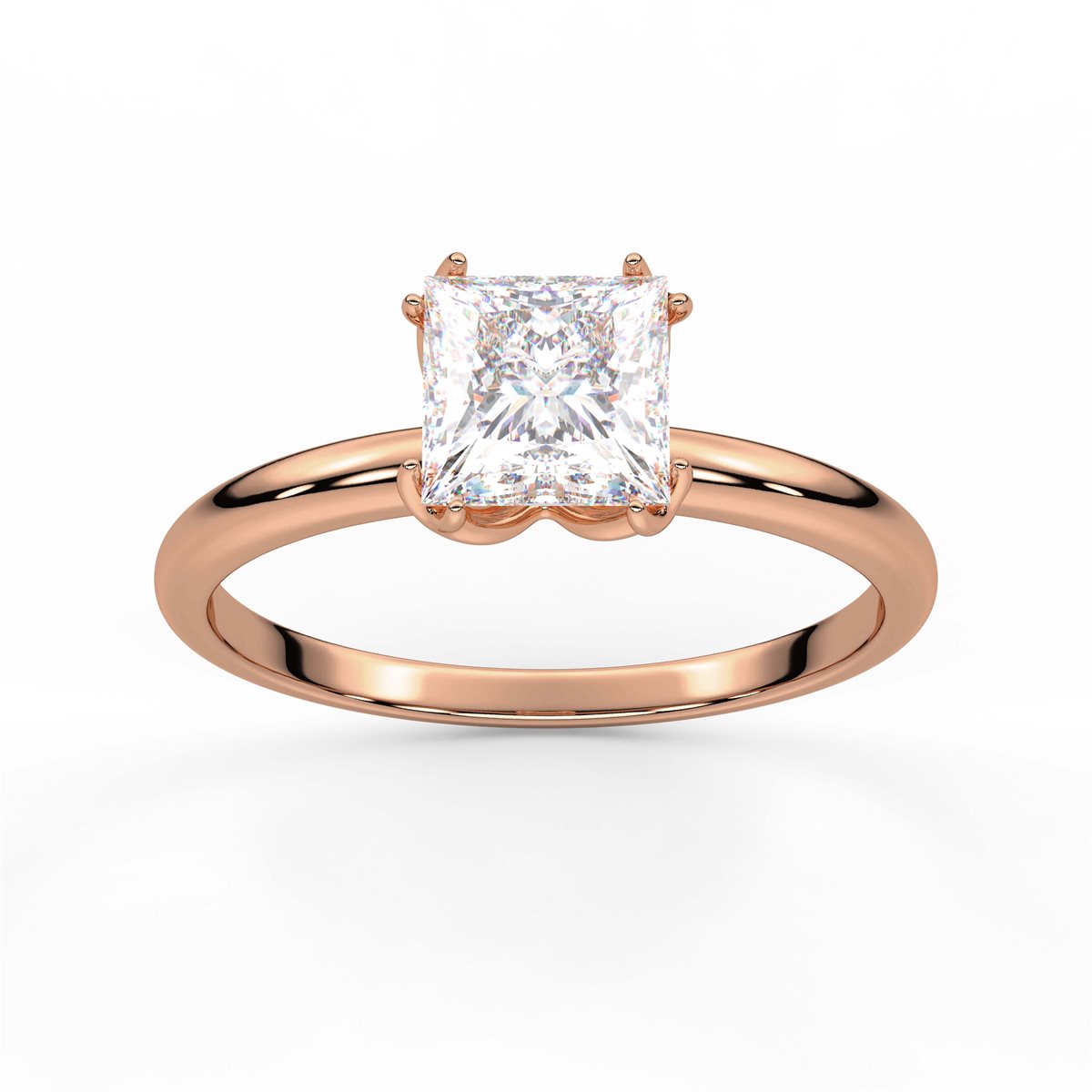 Round Cut Four Prong Petite Solitaire Diamond Engagement Ring