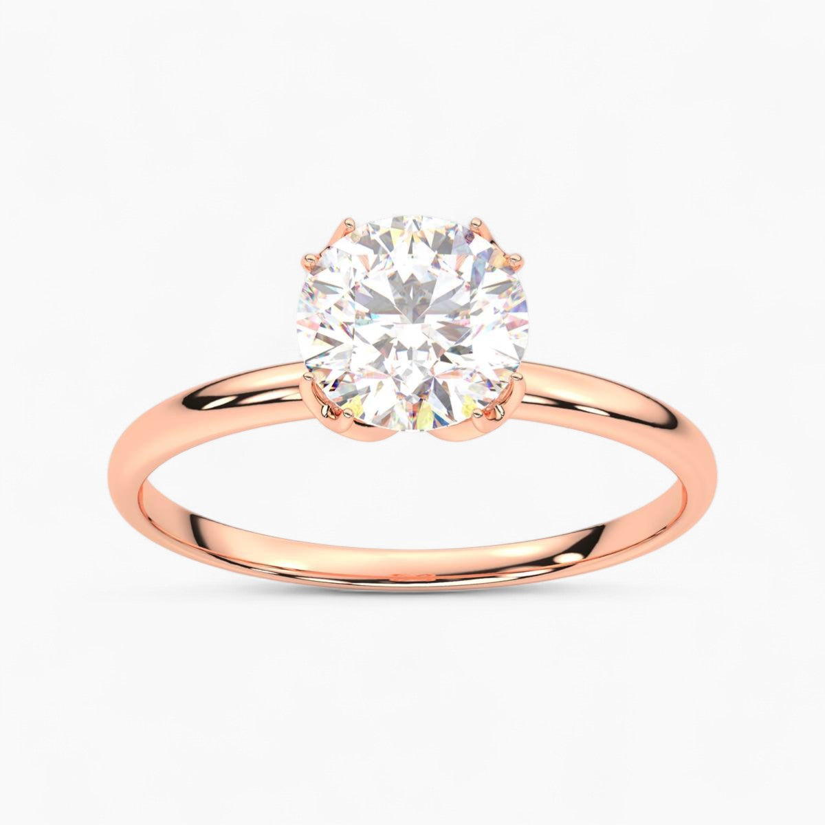 Round Cut Four Prong Petite Solitaire Diamond Engagement Ring
