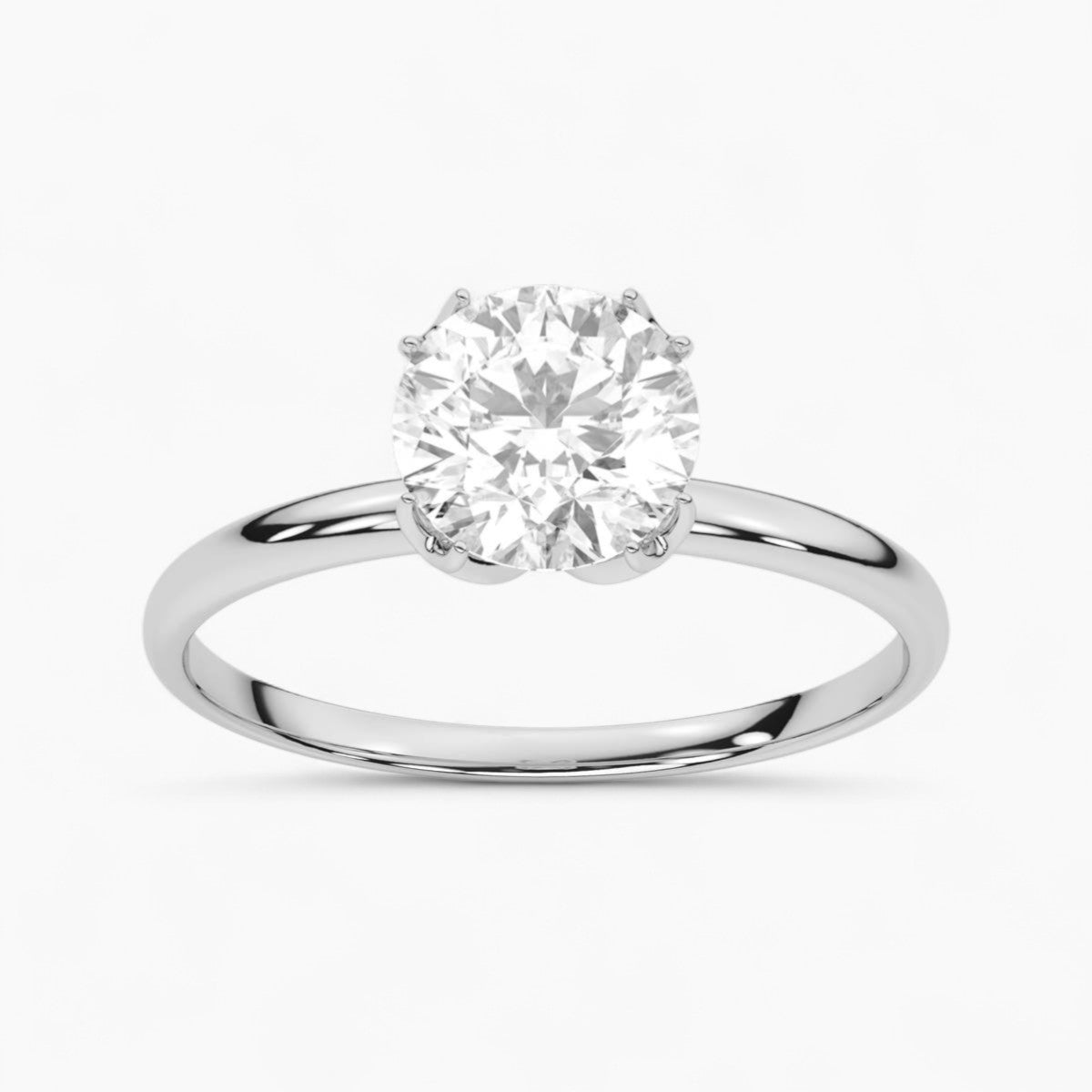 Round Cut Four Prong Petite Solitaire Diamond Engagement Ring