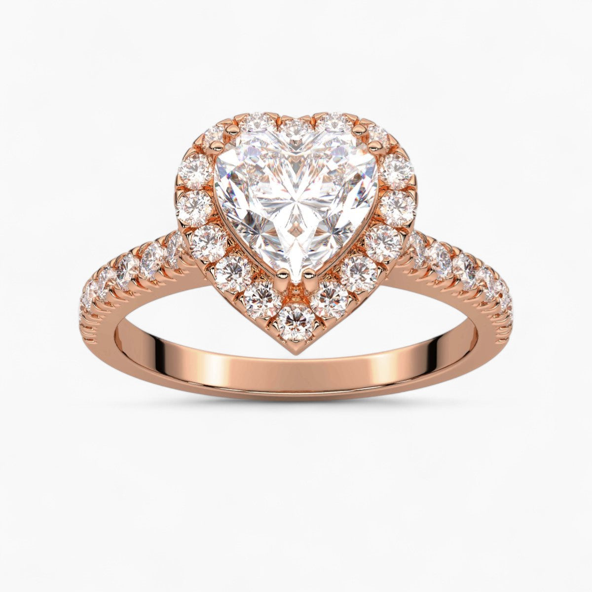 Round cut Halo setting Pave Diamond Engagement Ring