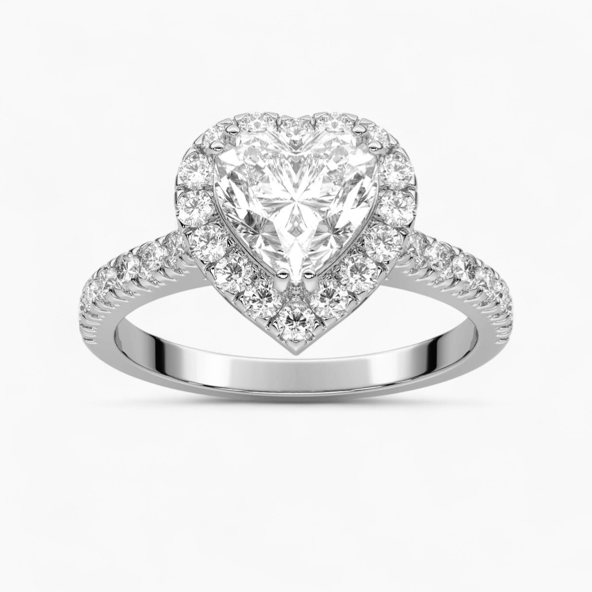 Round cut Halo setting Pave Diamond Engagement Ring