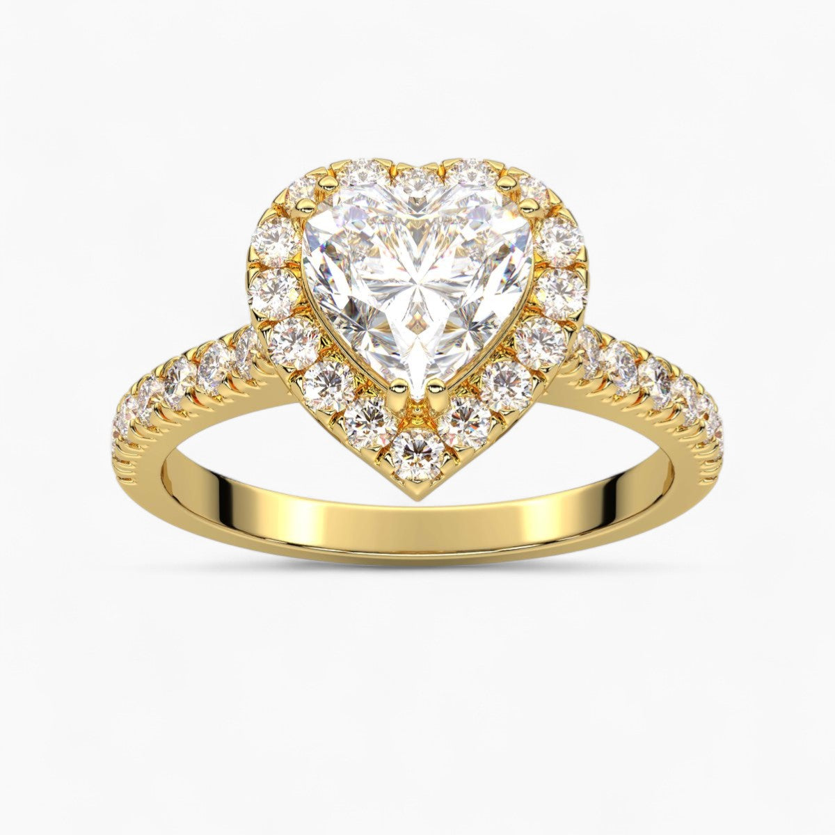 Round cut Halo setting Pave Diamond Engagement Ring