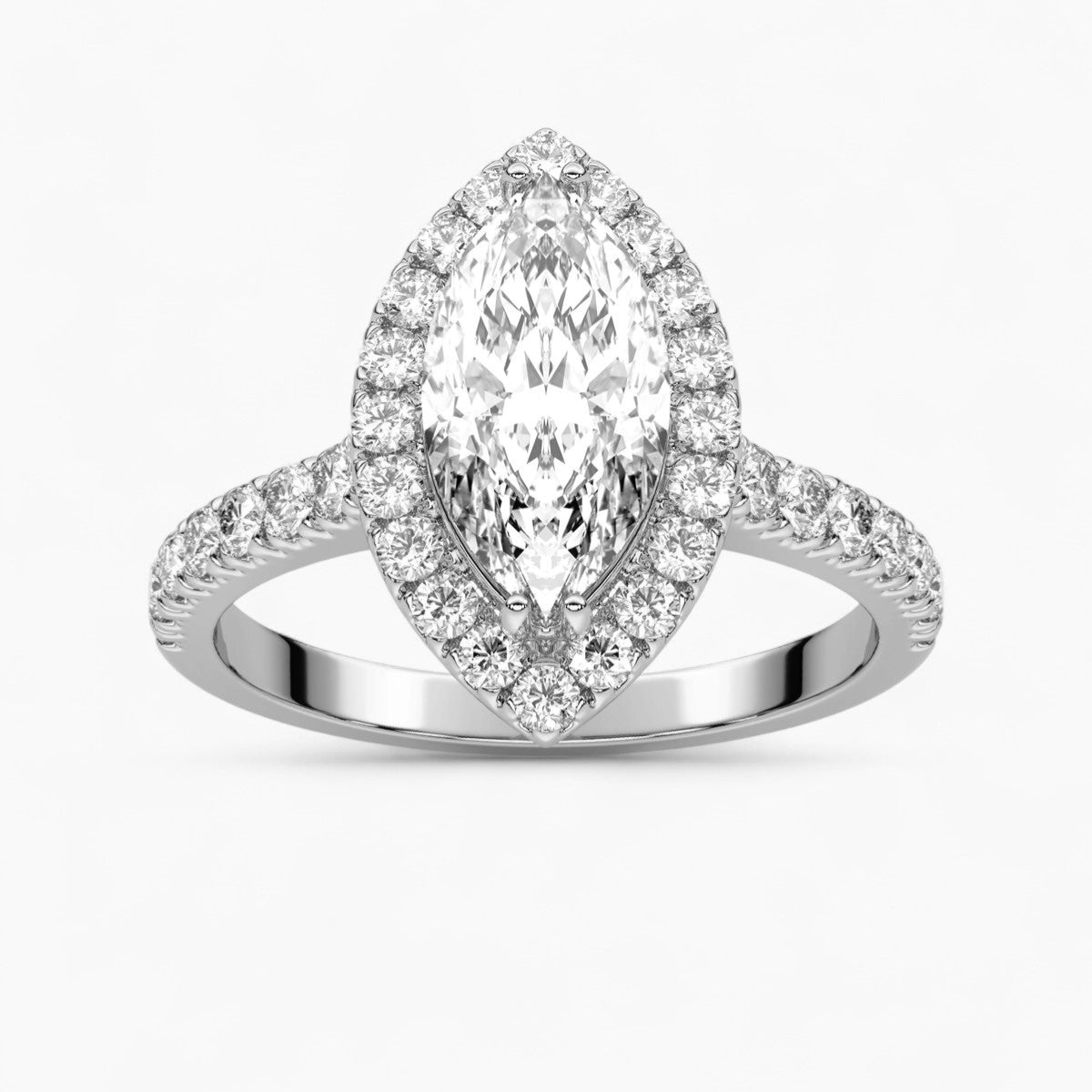 Round cut Halo setting Pave Diamond Engagement Ring
