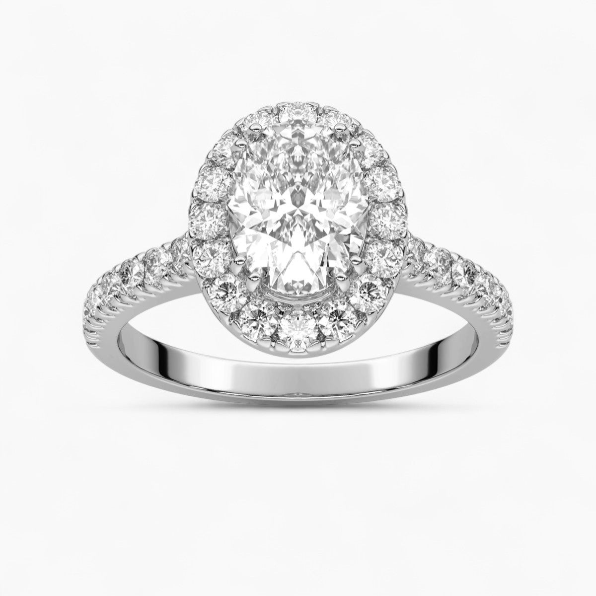 Round cut Halo setting Pave Diamond Engagement Ring