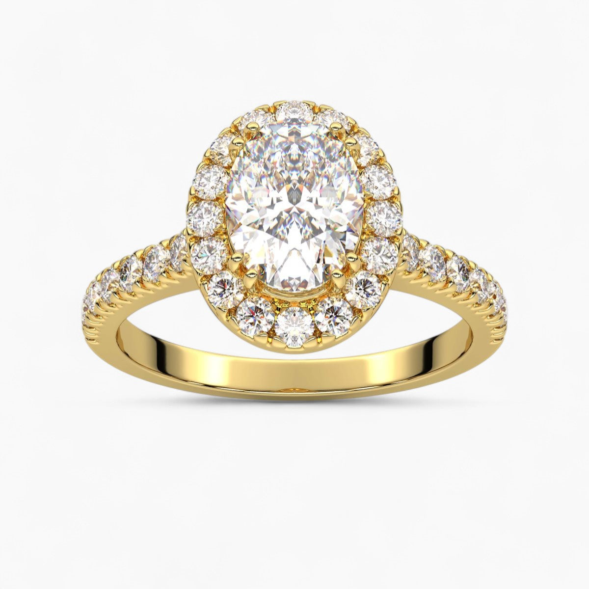 Round cut Halo setting Pave Diamond Engagement Ring