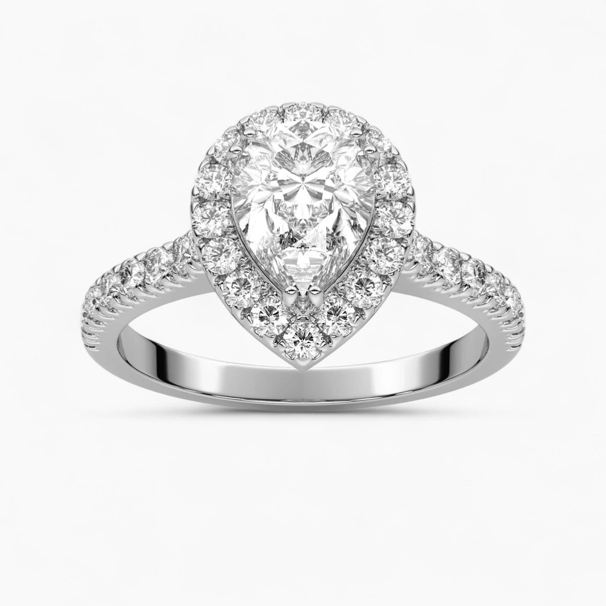 Round cut Halo setting Pave Diamond Engagement Ring