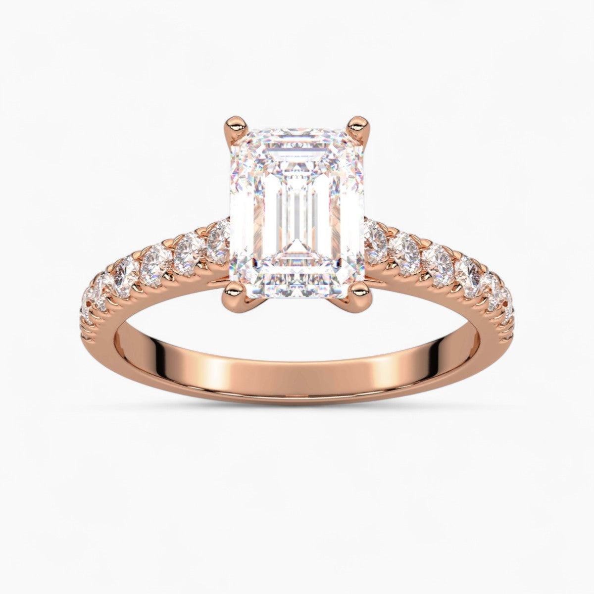 Round cut classic pave Setting Diamond Engagement Ring