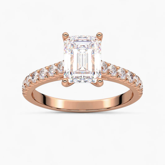 Round cut classic pave Setting Diamond Engagement Ring