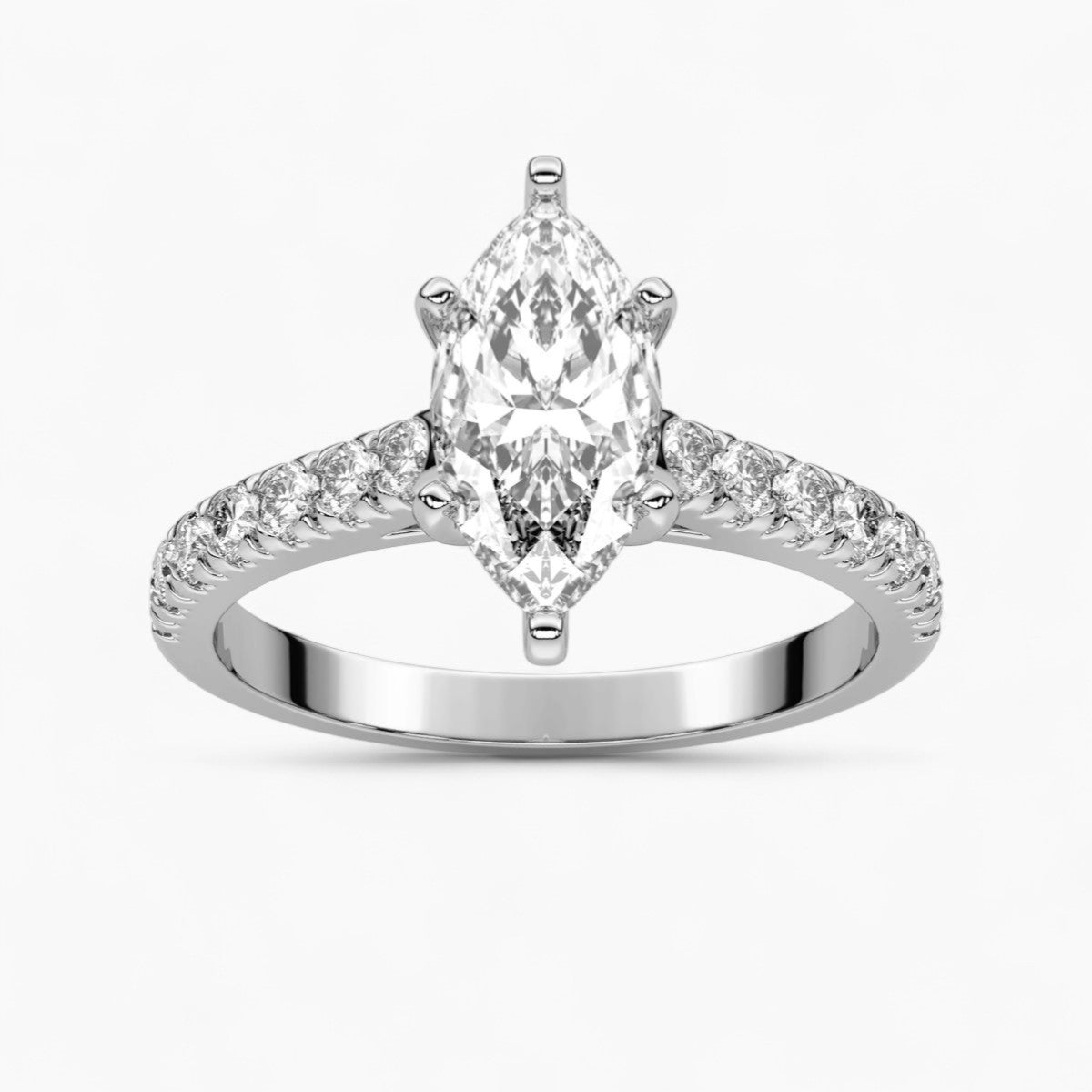 Round cut classic pave Setting Diamond Engagement Ring