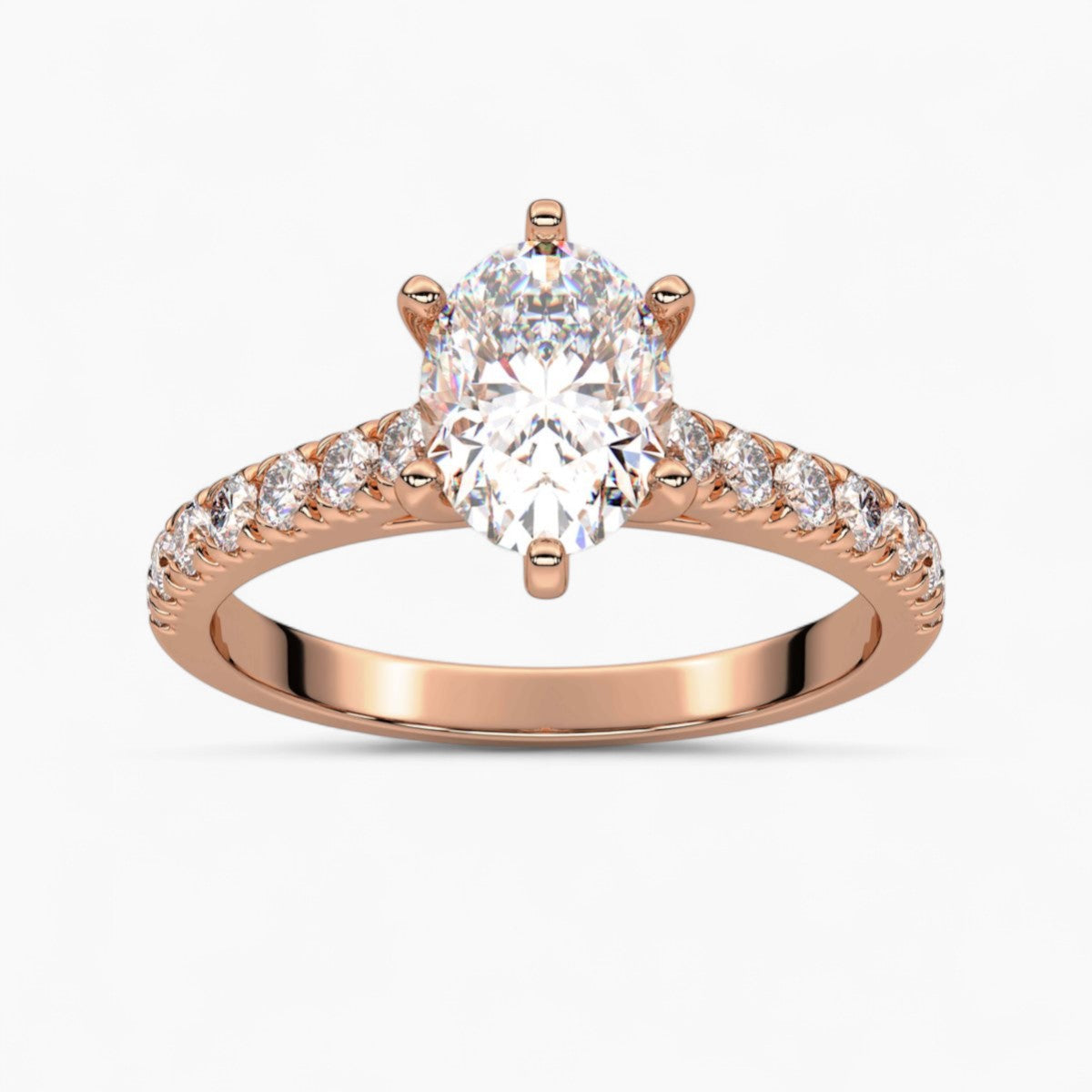 Round cut classic pave Setting Diamond Engagement Ring