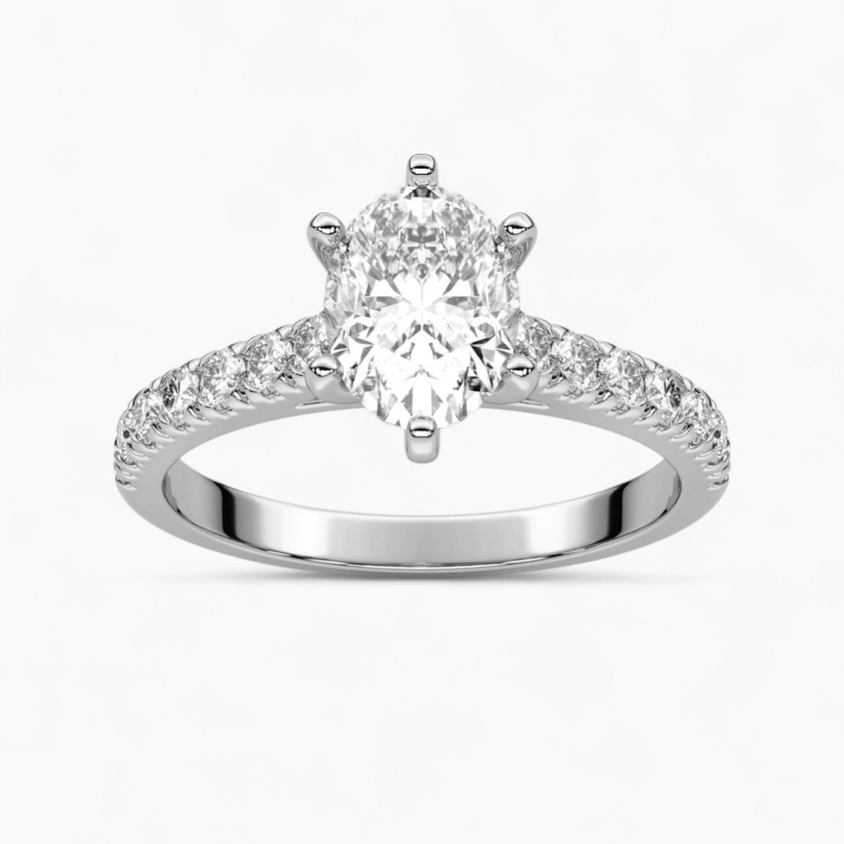 Round cut classic pave Setting Diamond Engagement Ring