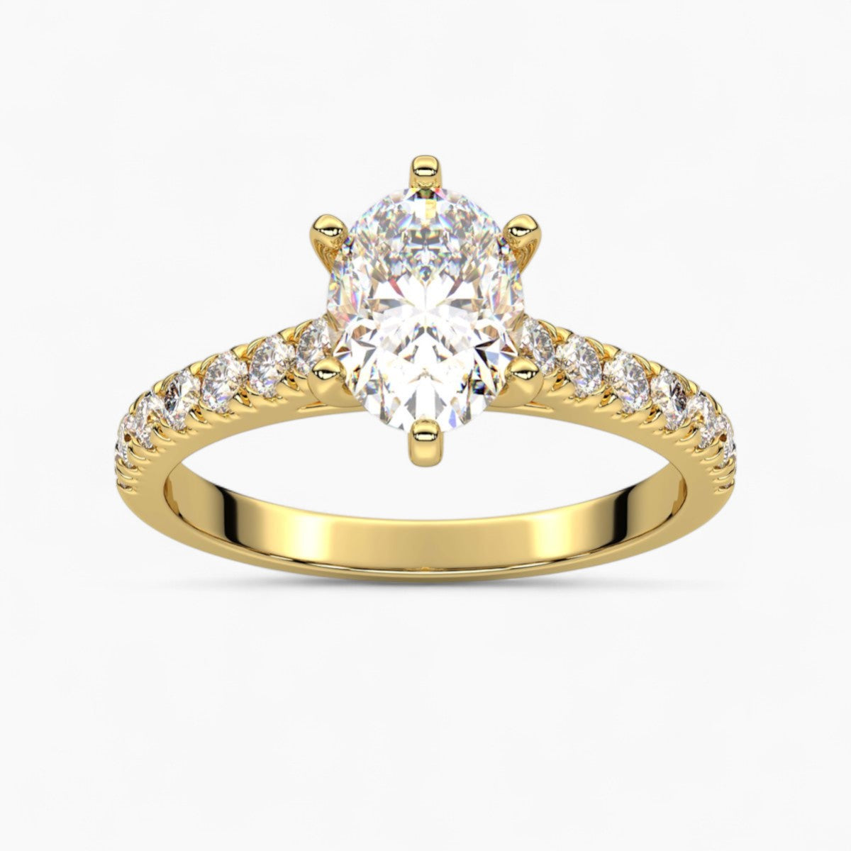 Round cut classic pave Setting Diamond Engagement Ring