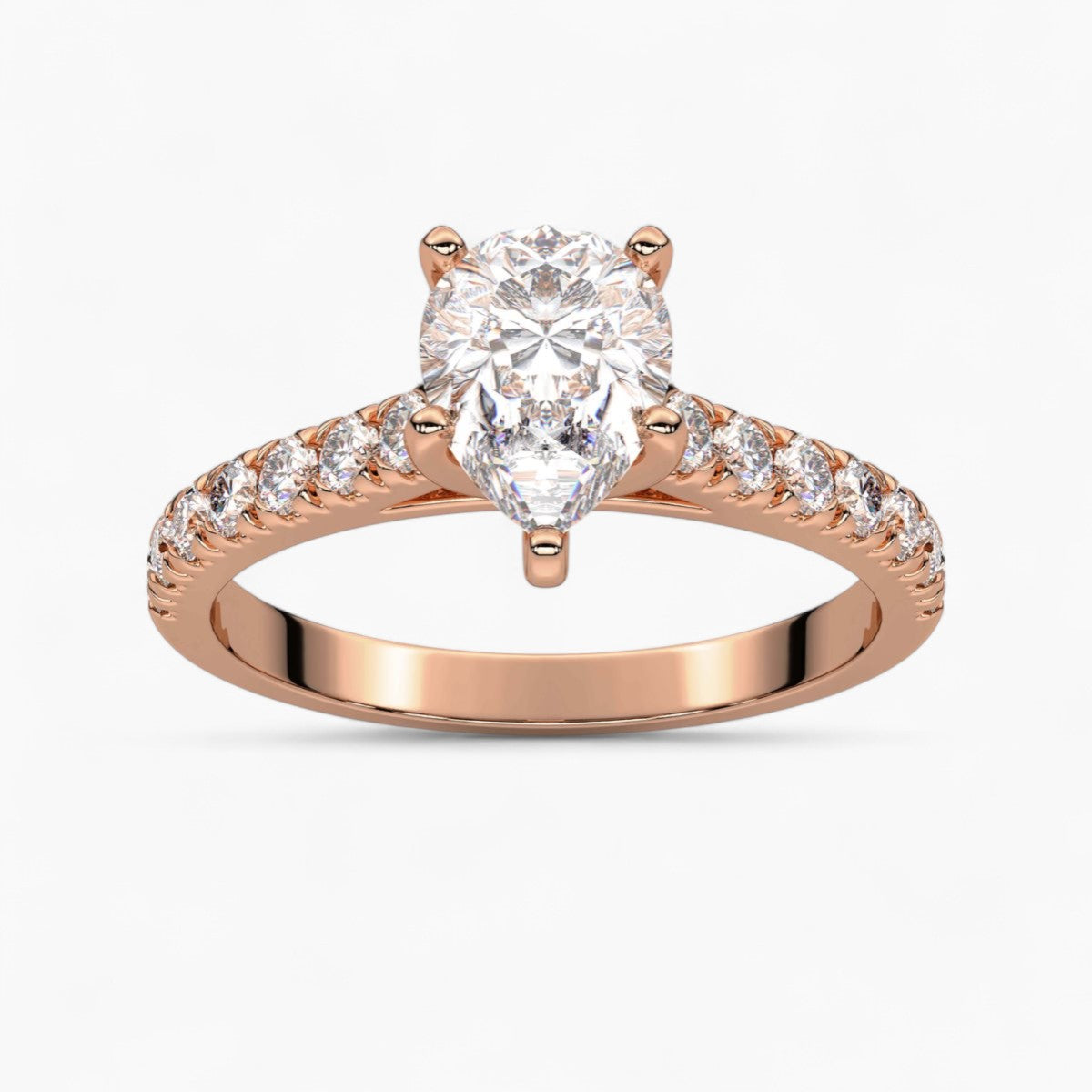Round cut classic pave Setting Diamond Engagement Ring