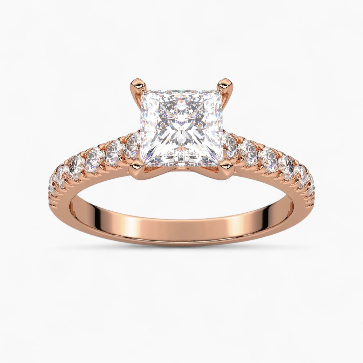 Round cut classic pave Setting Diamond Engagement Ring