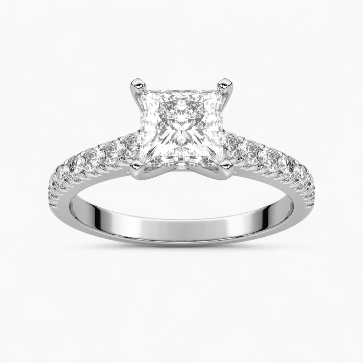 Round cut classic pave Setting Diamond Engagement Ring