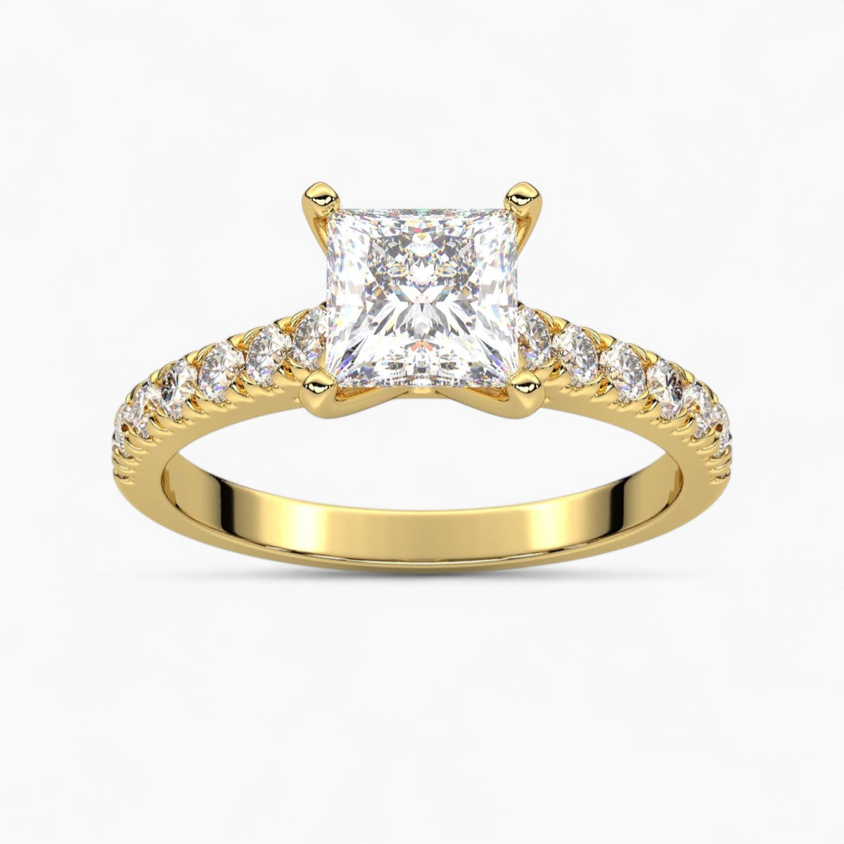 Round cut classic pave Setting Diamond Engagement Ring