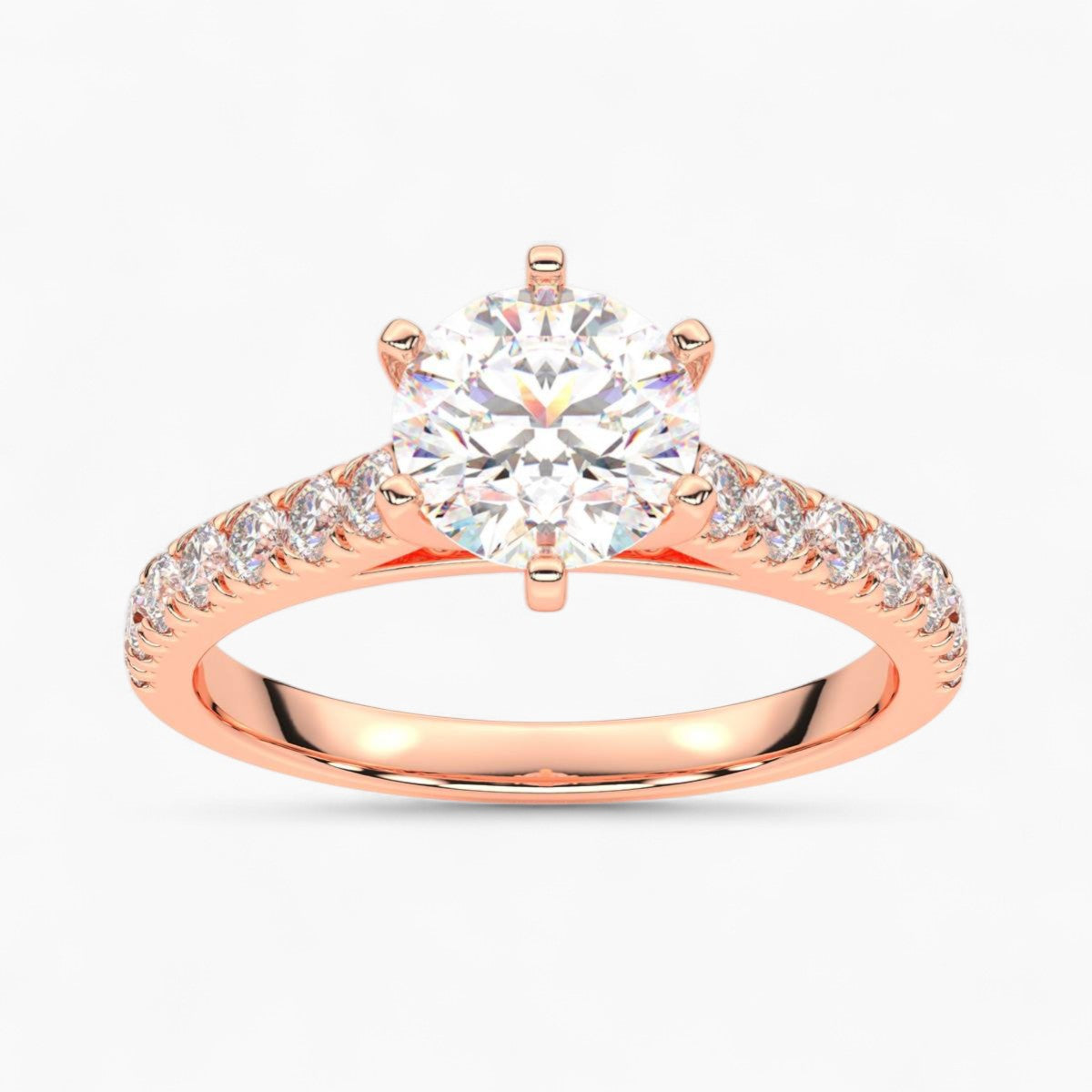 Round cut classic pave Setting Diamond Engagement Ring