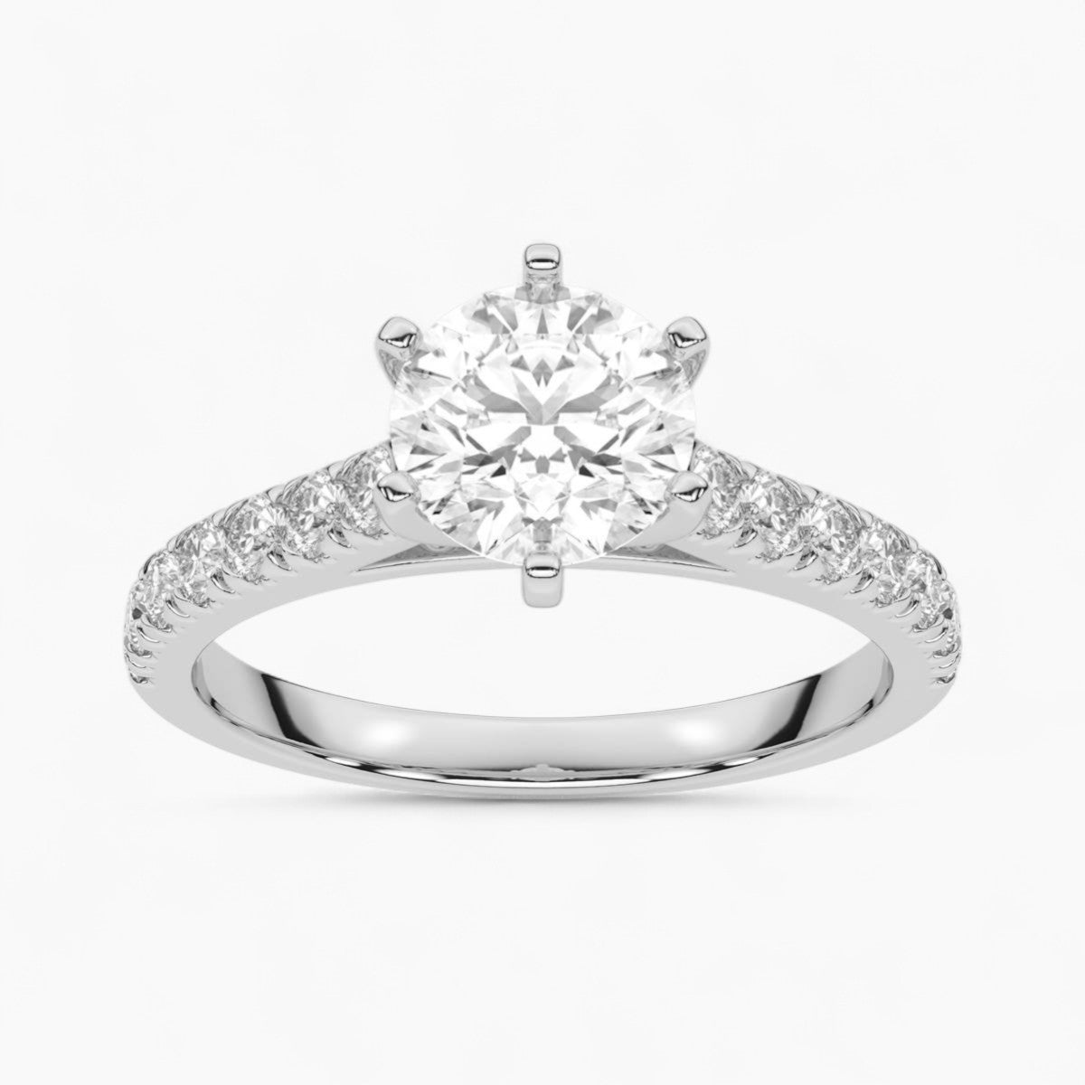 Round cut classic pave Setting Diamond Engagement Ring