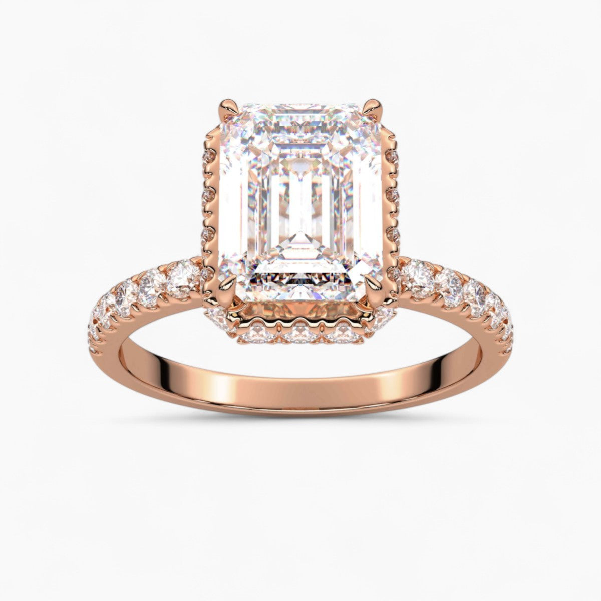 Round cut Hidden Halo Setting Diamond Engagement Ring