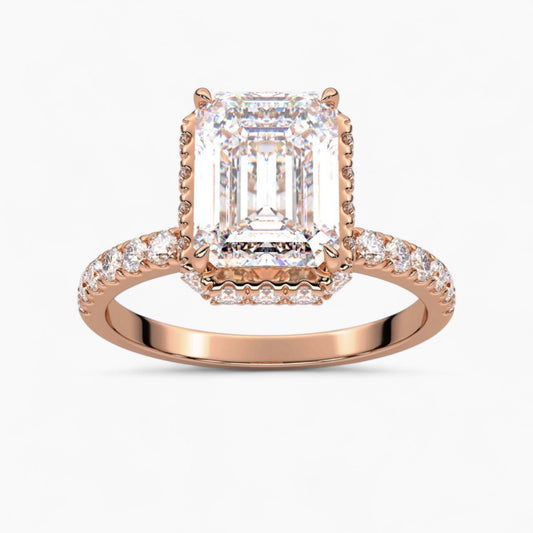 Round cut Hidden Halo Setting Diamond Engagement Ring