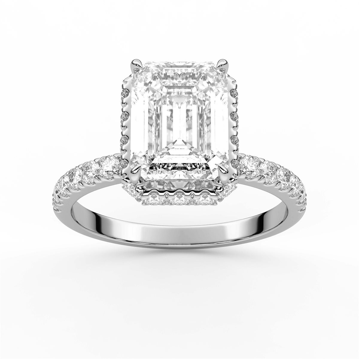 Round cut Hidden Halo Setting Diamond Engagement Ring
