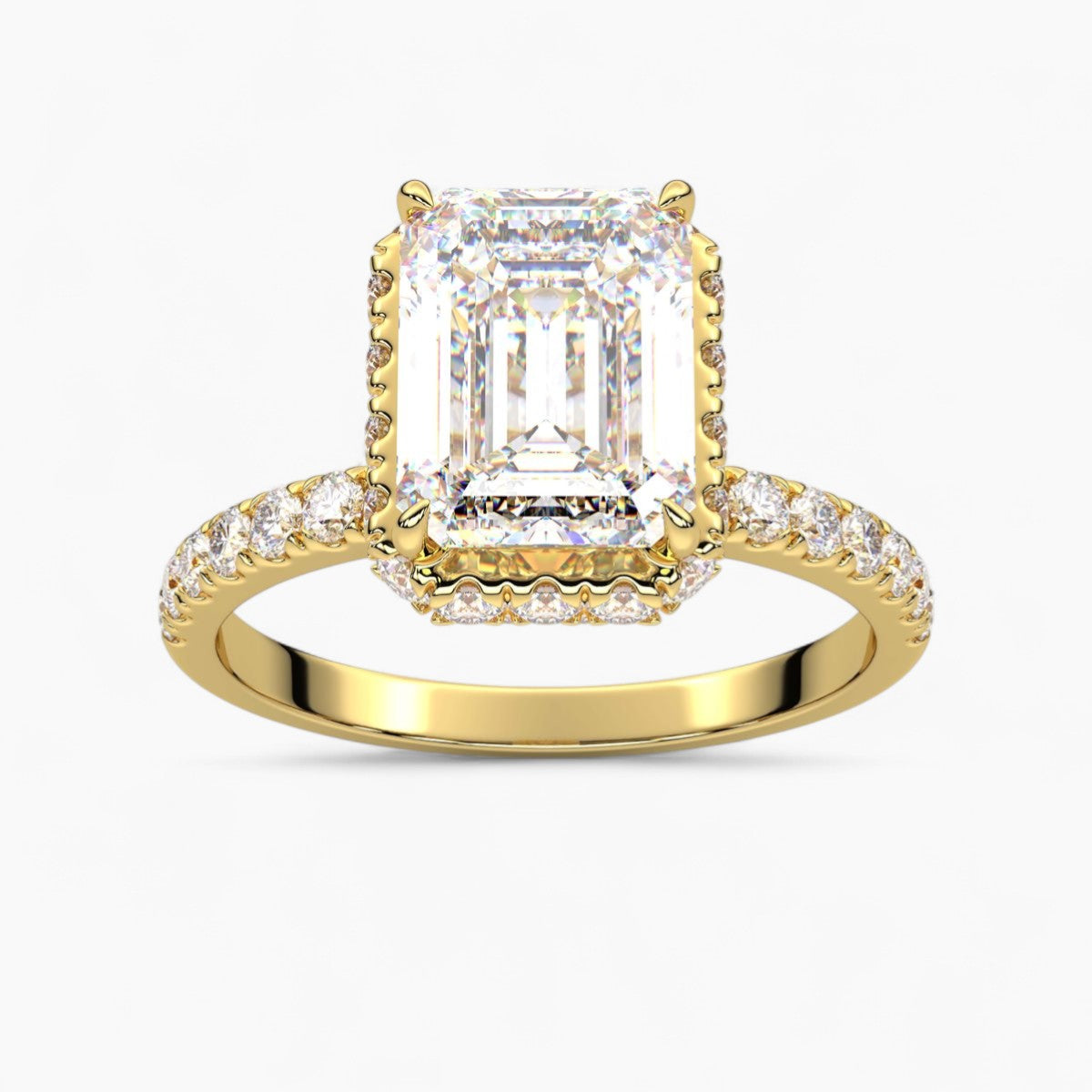 Round cut Hidden Halo Setting Diamond Engagement Ring
