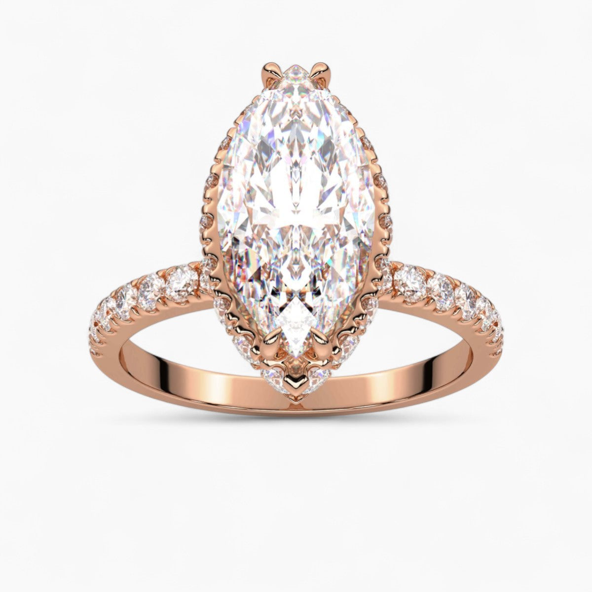 Round cut Hidden Halo Setting Diamond Engagement Ring