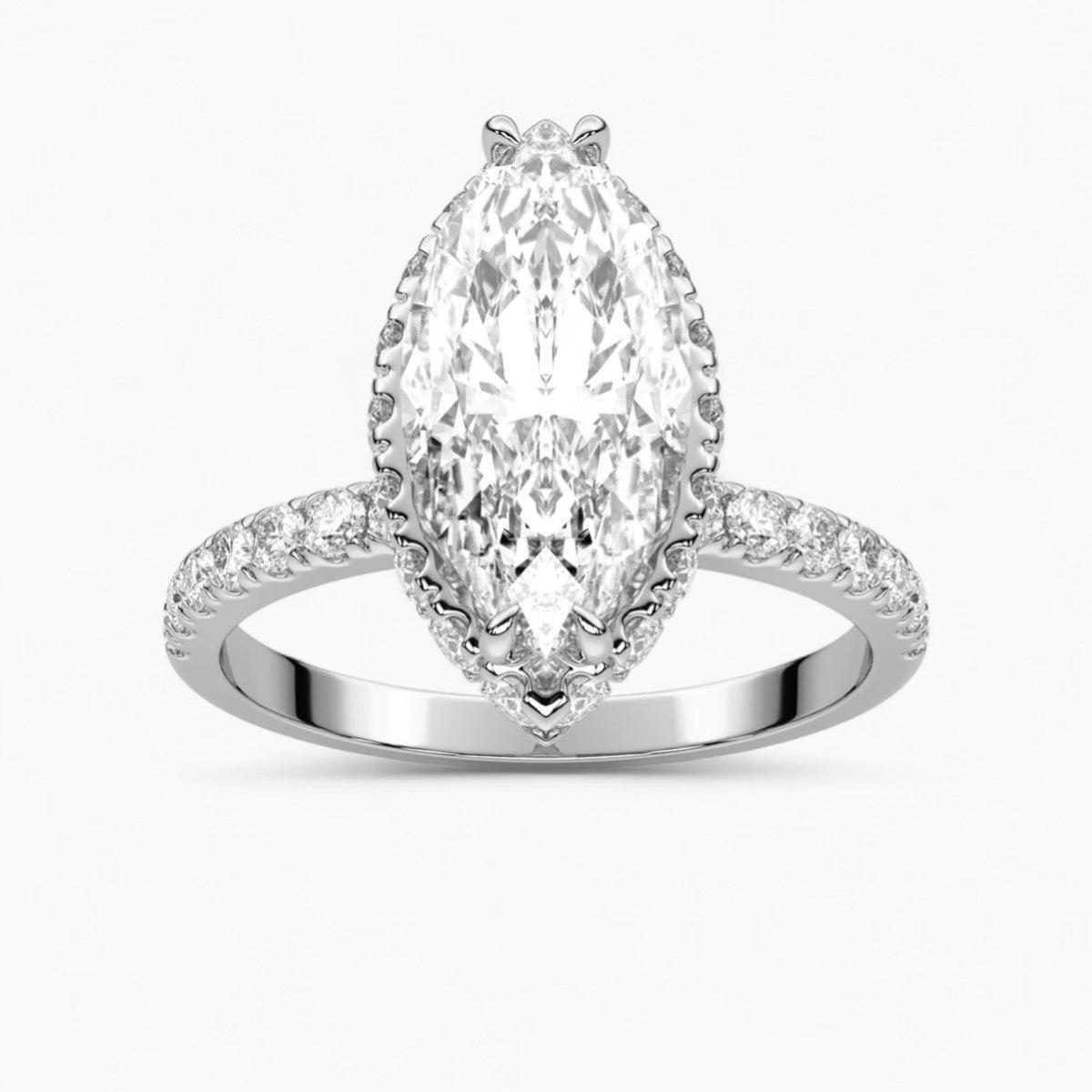 Round cut Hidden Halo Setting Diamond Engagement Ring