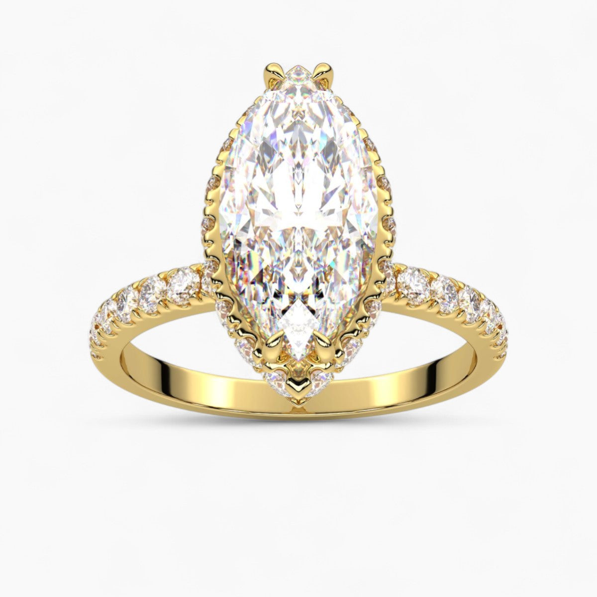 Round cut Hidden Halo Setting Diamond Engagement Ring