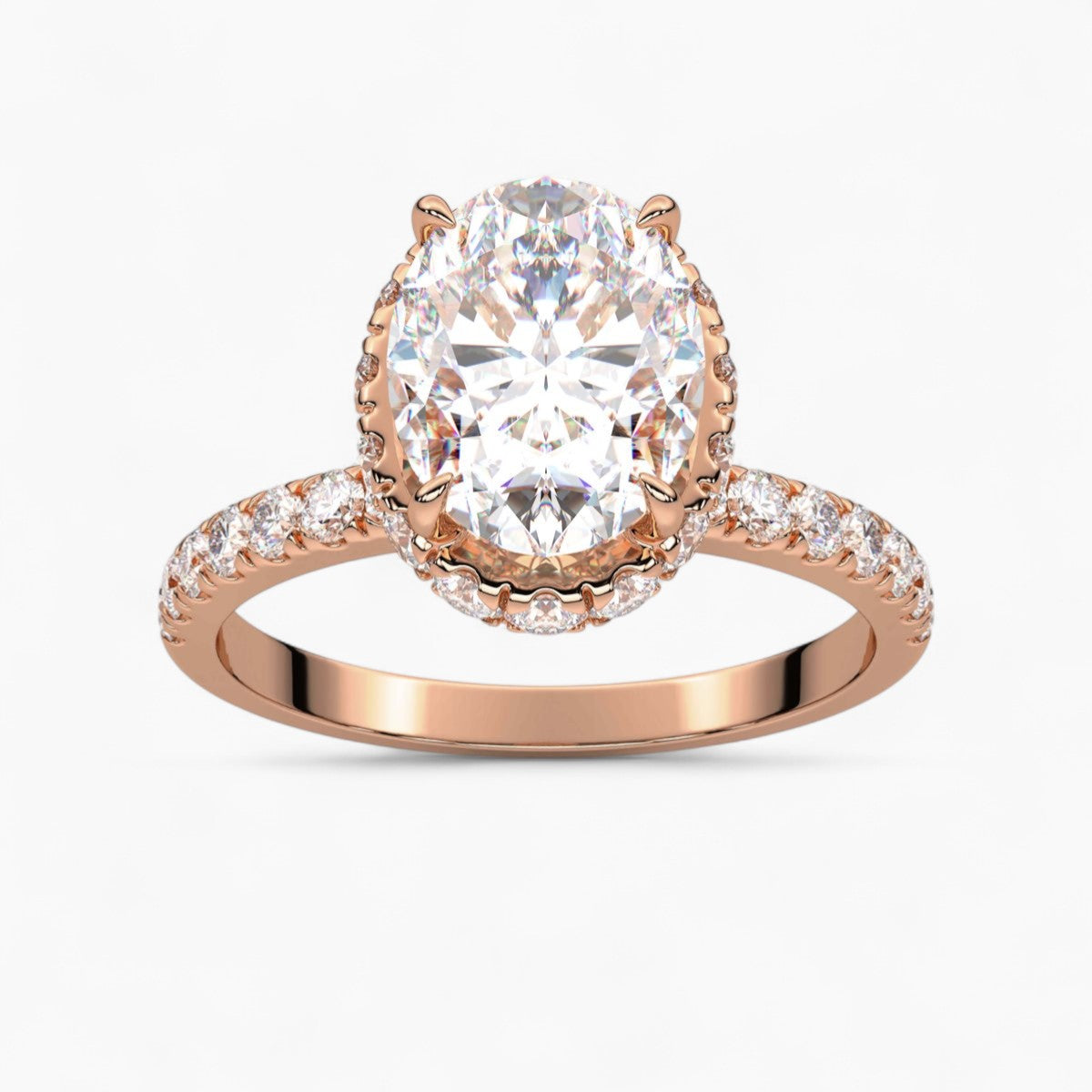 Round cut Hidden Halo Setting Diamond Engagement Ring