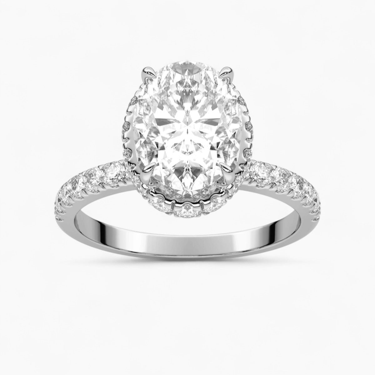 Round cut Hidden Halo Setting Diamond Engagement Ring