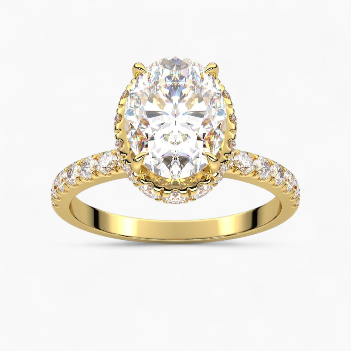 Round cut Hidden Halo Setting Diamond Engagement Ring