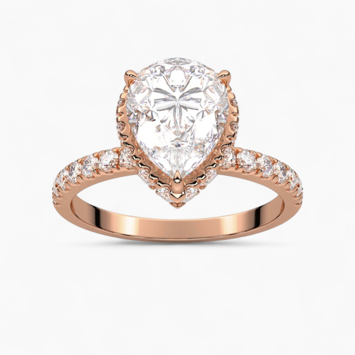 Round cut Hidden Halo Setting Diamond Engagement Ring