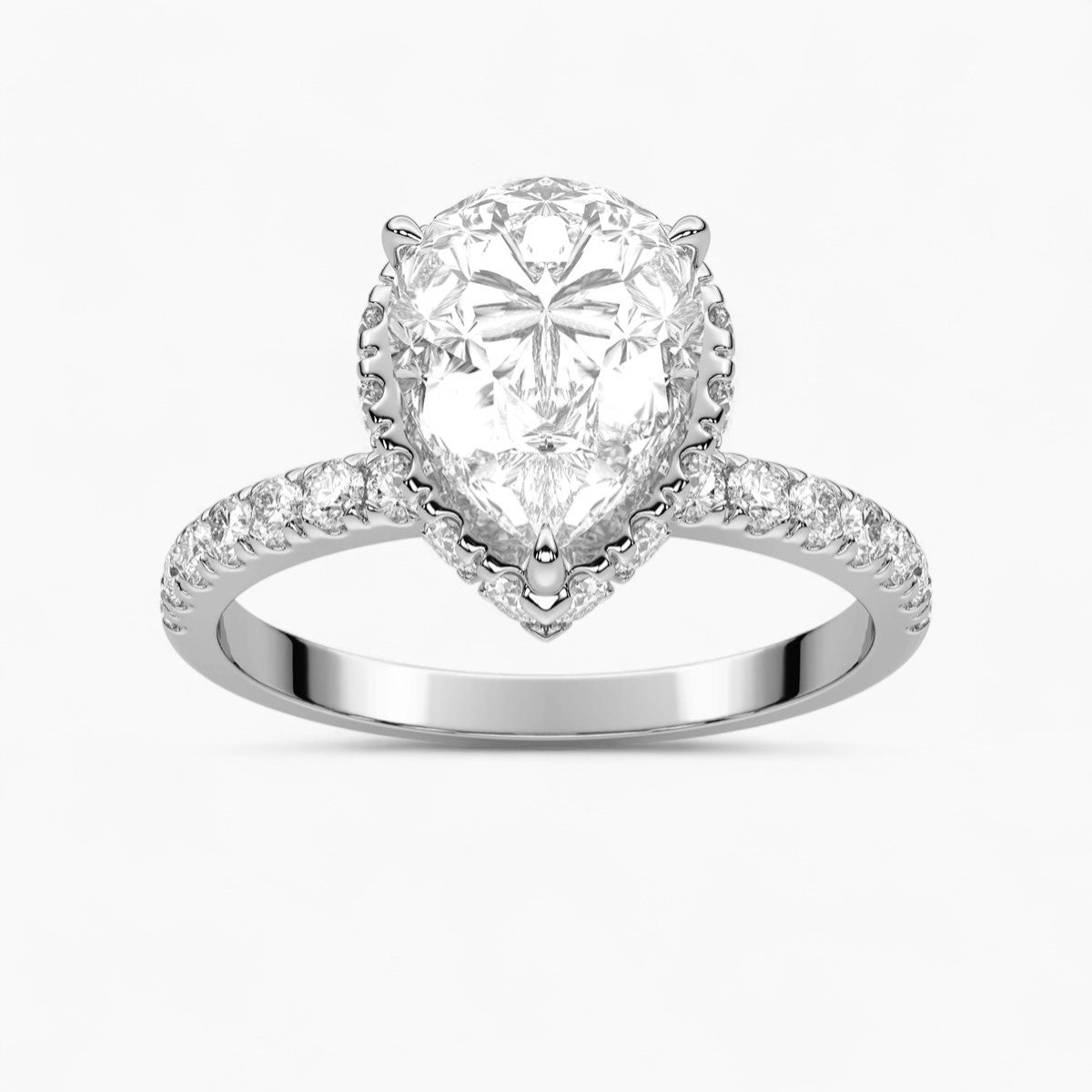 Round cut Hidden Halo Setting Diamond Engagement Ring