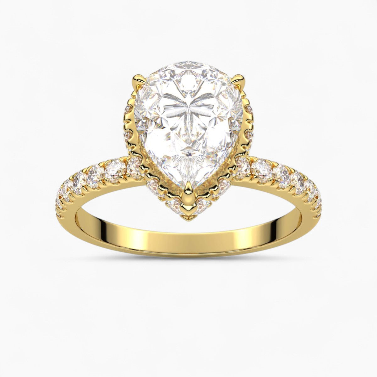 Round cut Hidden Halo Setting Diamond Engagement Ring