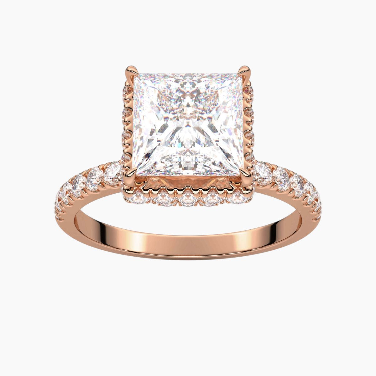 Round cut Hidden Halo Setting Diamond Engagement Ring